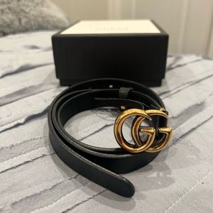 Leather belt with Double G buckle